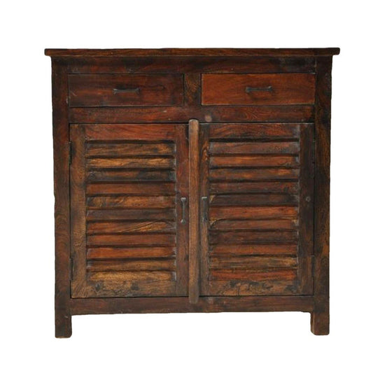 SHUTTER SIDEBOARD CABINET OF 2 DRAWERS - Chocolate - 110 - 100 - 40 – handcrafted solid wood furniture