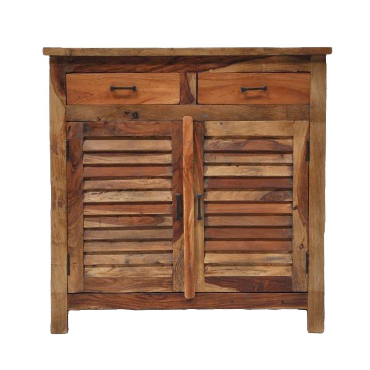 SHUTTER SIDEBOARD CABINET OF 2 DRAWERS - Natural - 100 - 90 - 40 – handcrafted solid wood furniture