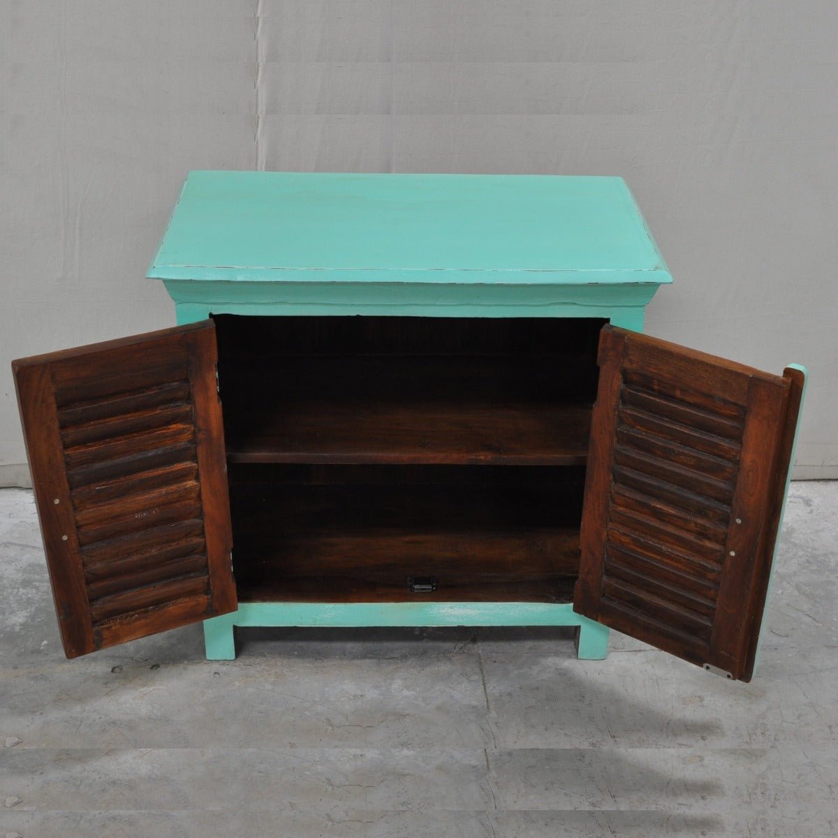 SHUTTER SIDEBOARD CABINET SMALL - Turquoise - 80 - 40 - 75 – handcrafted solid wood furniture