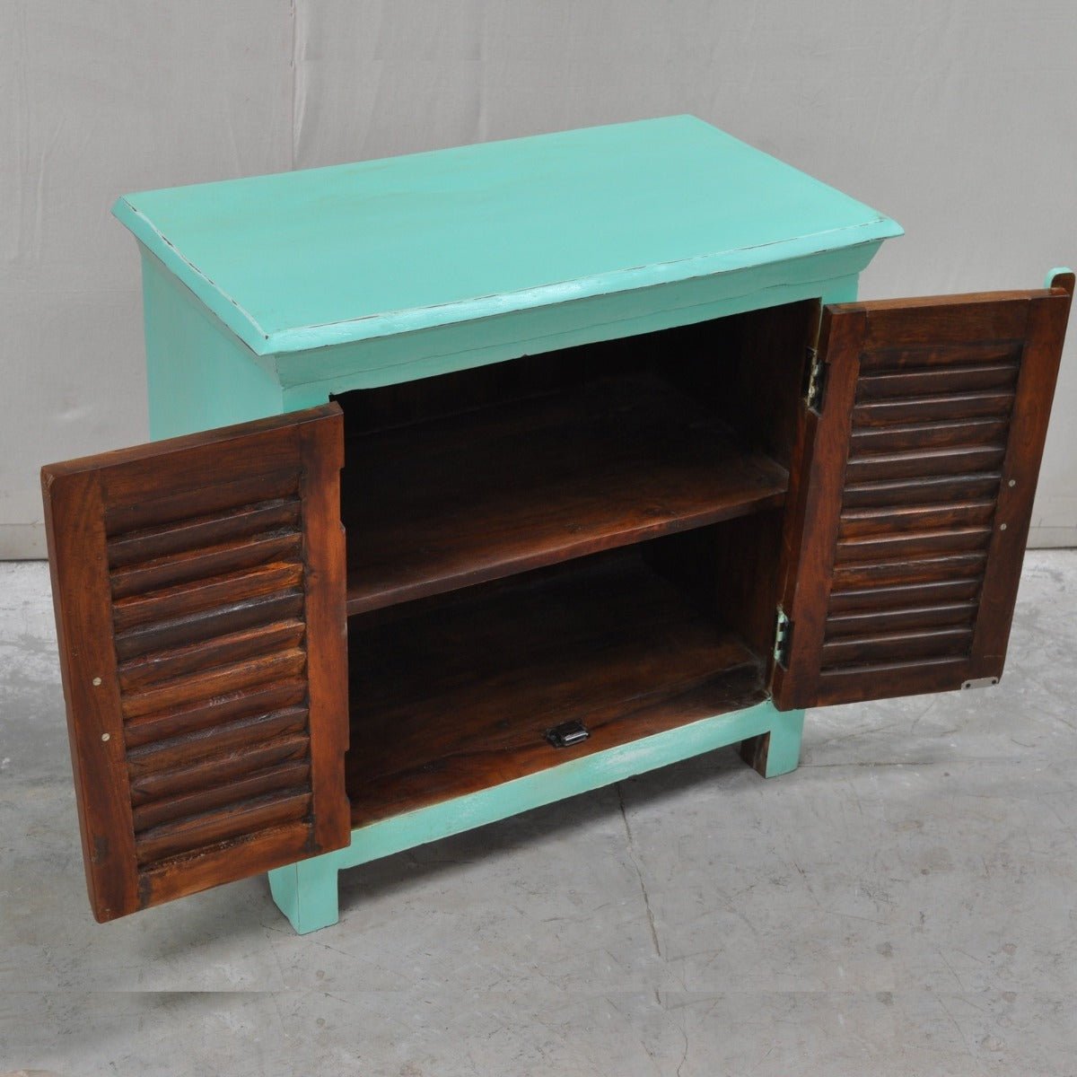 SHUTTER SIDEBOARD CABINET SMALL - Turquoise - 80 - 40 - 75 – handcrafted solid wood furniture