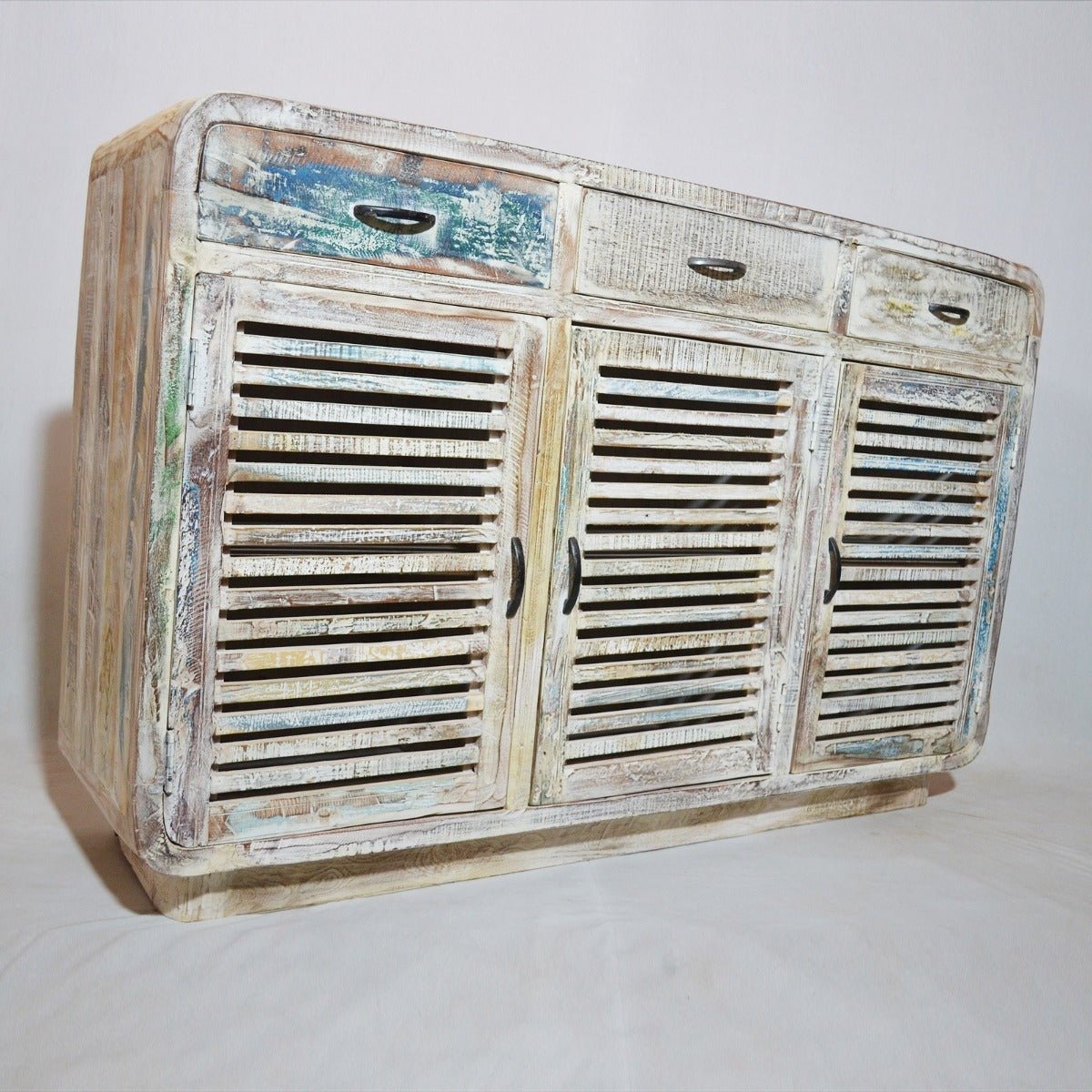 SLAVAGE TIMBER BUFFET HUTCH SIDEBOARD - White wash - 140 - 40 - 90 – handcrafted solid wood furniture