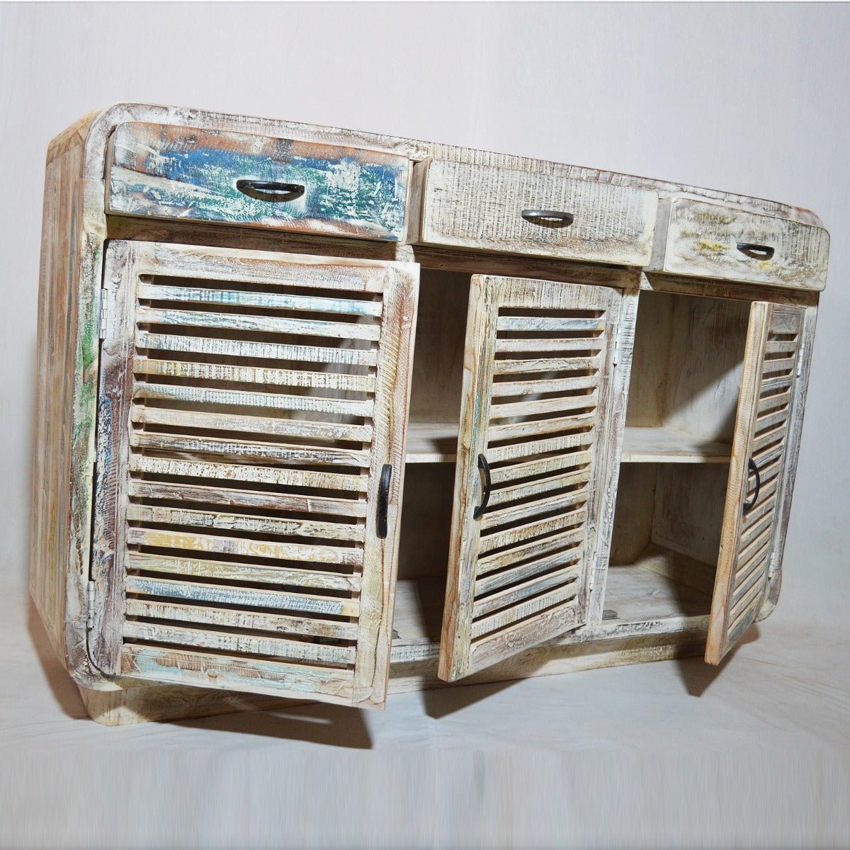 SLAVAGE TIMBER BUFFET HUTCH SIDEBOARD - White wash - 140 - 40 - 90 – handcrafted solid wood furniture