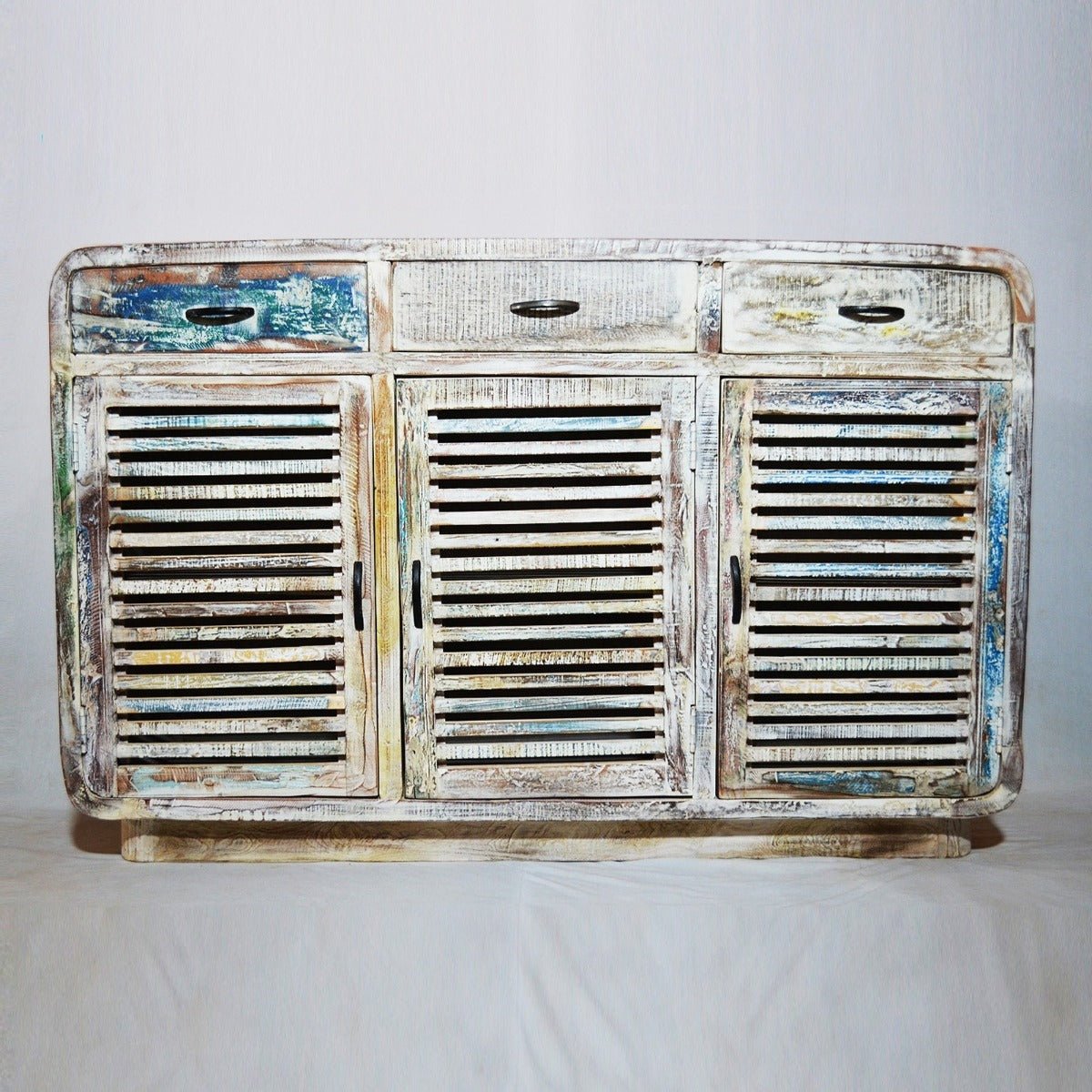 SLAVAGE TIMBER BUFFET HUTCH SIDEBOARD - White wash - 140 - 40 - 90 – handcrafted solid wood furniture