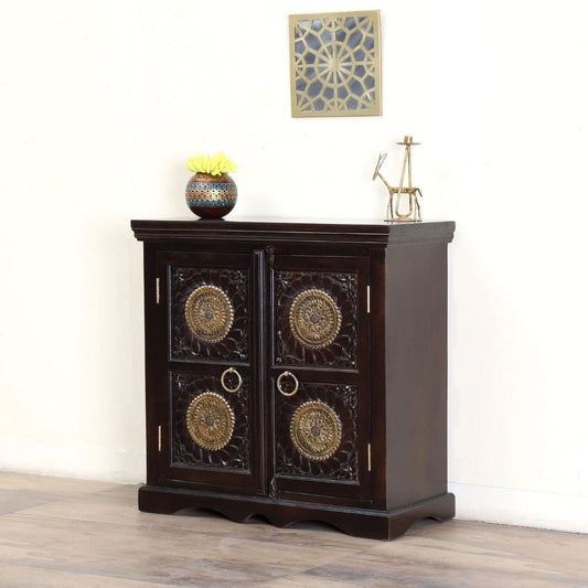 Small Antique Brass Decor Sideboard/Cabinet – handcrafted solid wood furniture