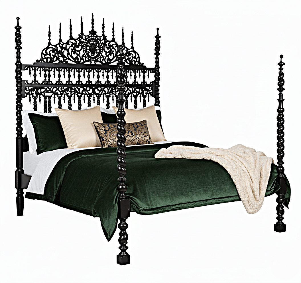 Spiral Kabak Hand Carved Solid Wooden Platform Bed by R-Designs Furniture – handcrafted solid wood furniture made in India