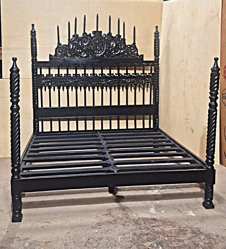 Spiral Kabak Hand Carved Solid Wooden Platform Bed – handcrafted solid wood furniture