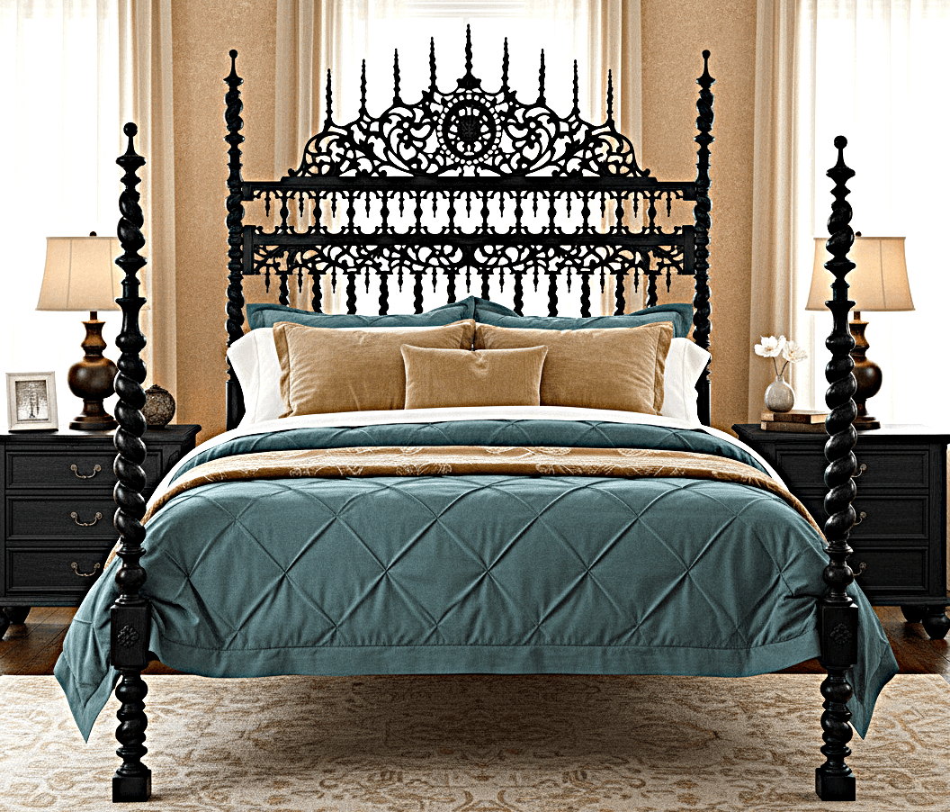 Spiral Kabak Hand Carved Solid Wooden Platform Bed by R-Designs Furniture – handcrafted solid wood furniture made in India