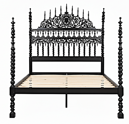 Spiral Kabak Hand Carved Solid Wooden Platform Bed – handcrafted solid wood furniture