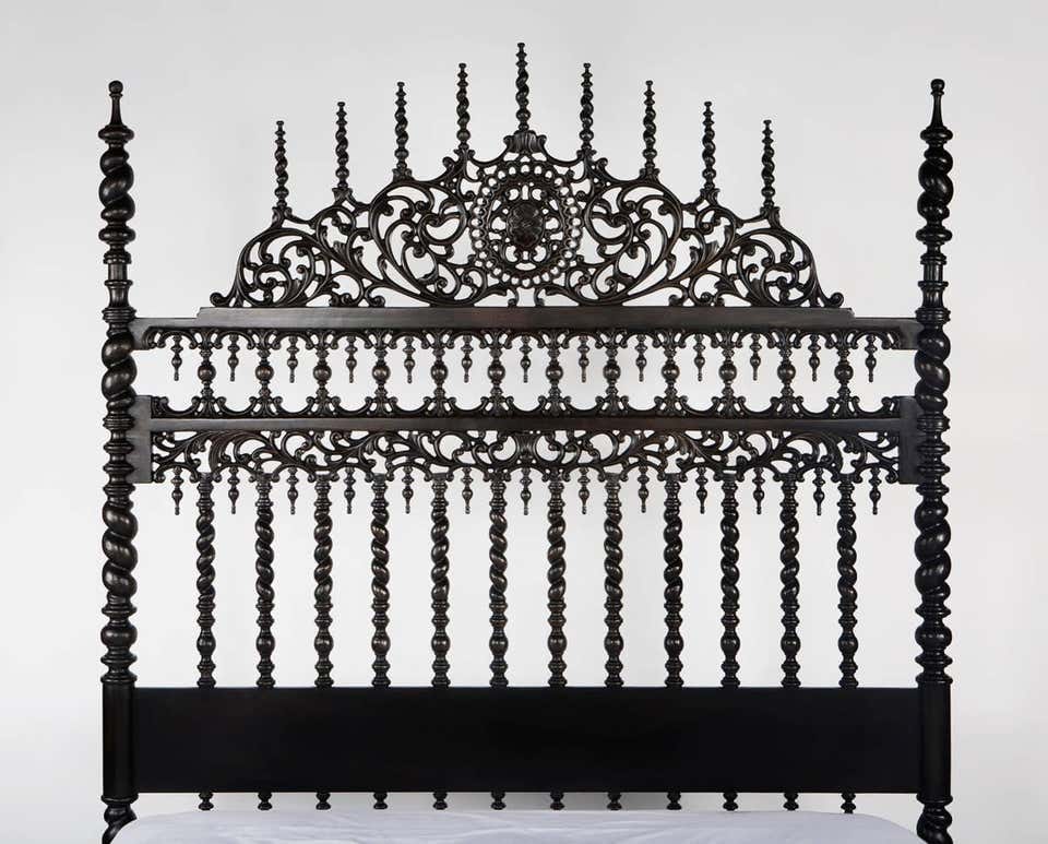 Spiral Kabak Hand Carved Solid Wooden Platform Bed – handcrafted solid wood furniture