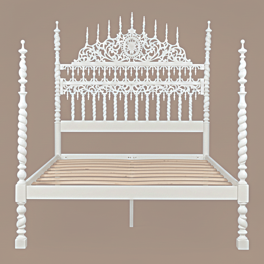 Spiral Kabak Hand Carved Solid Wooden Platform Bed – handcrafted solid wood furniture