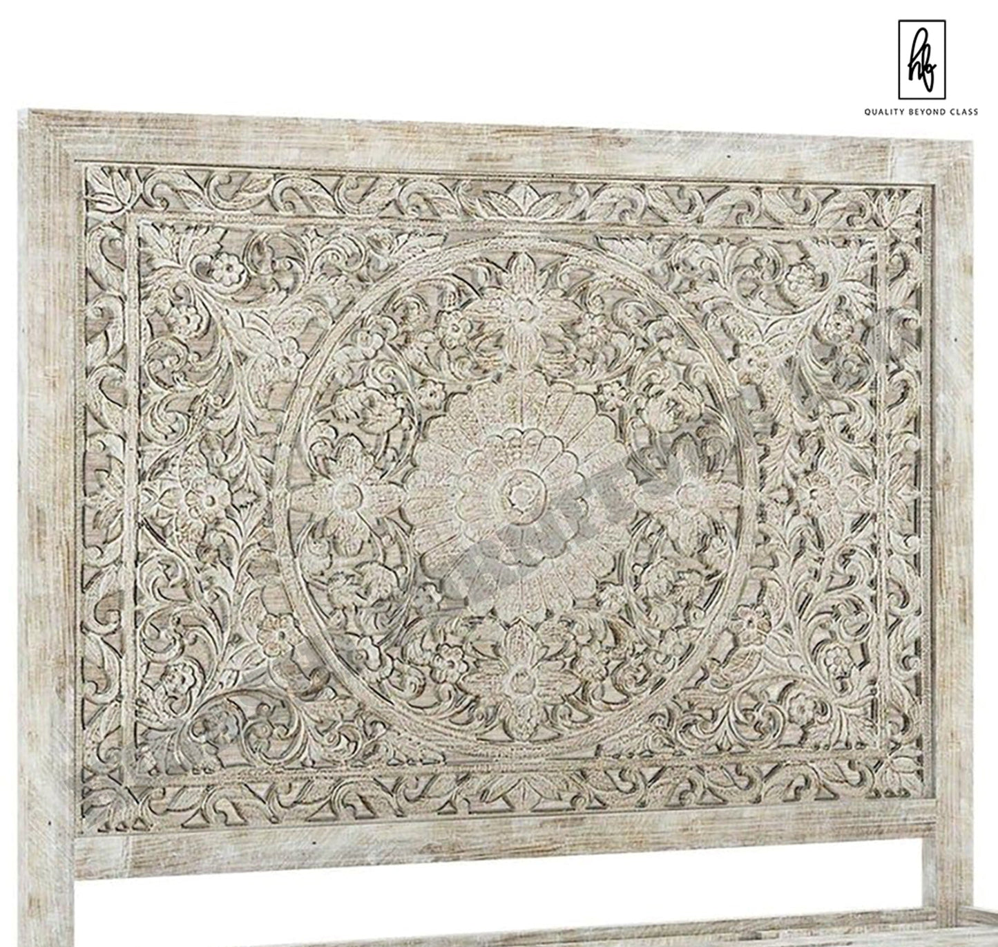 Sunflower Design Hand Carved Solid Wooden Bed Frame – handcrafted solid wood furniture