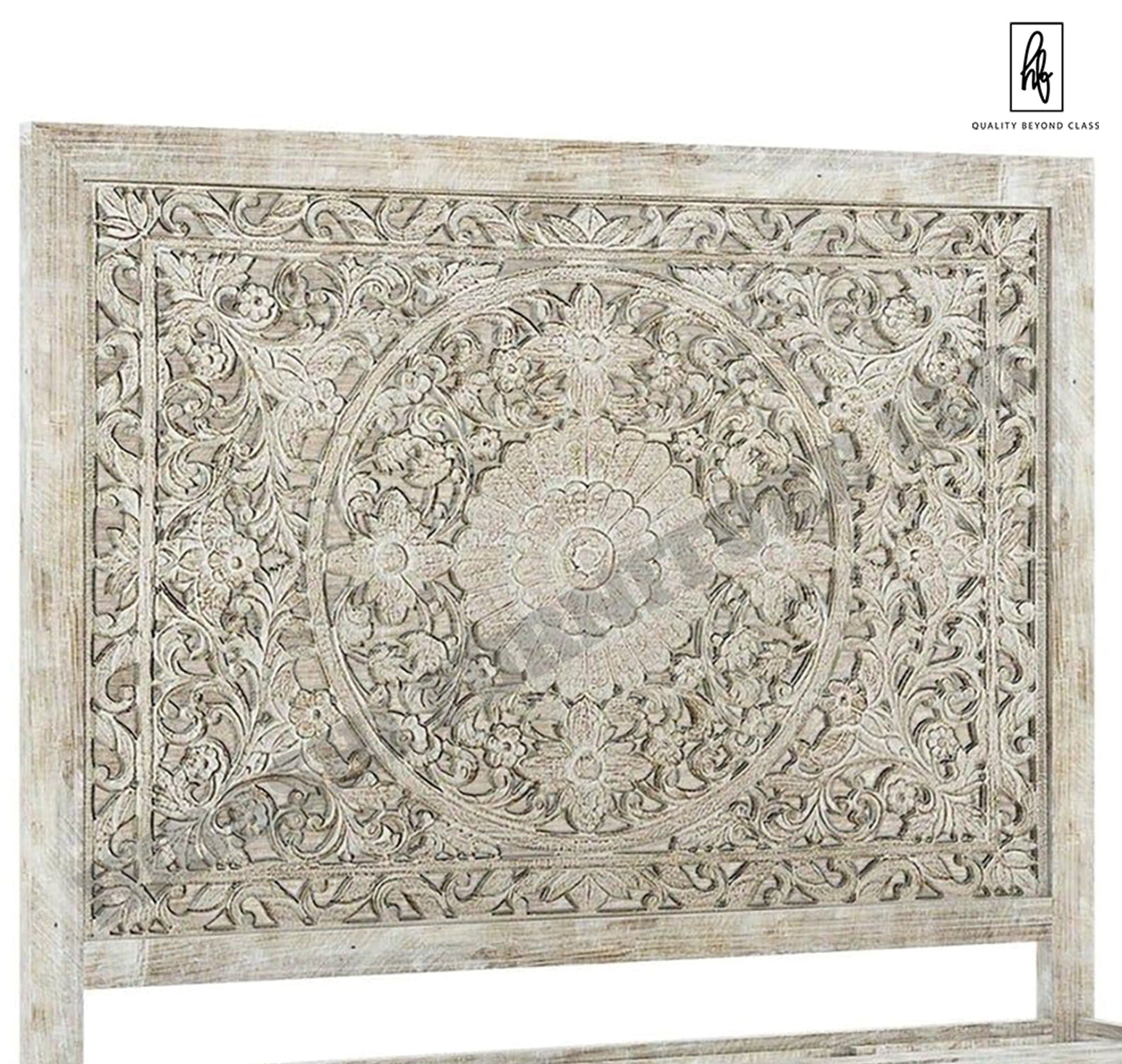 Sunflower Design Hand Carved Solid Wooden Bed Frame – handcrafted solid wood furniture