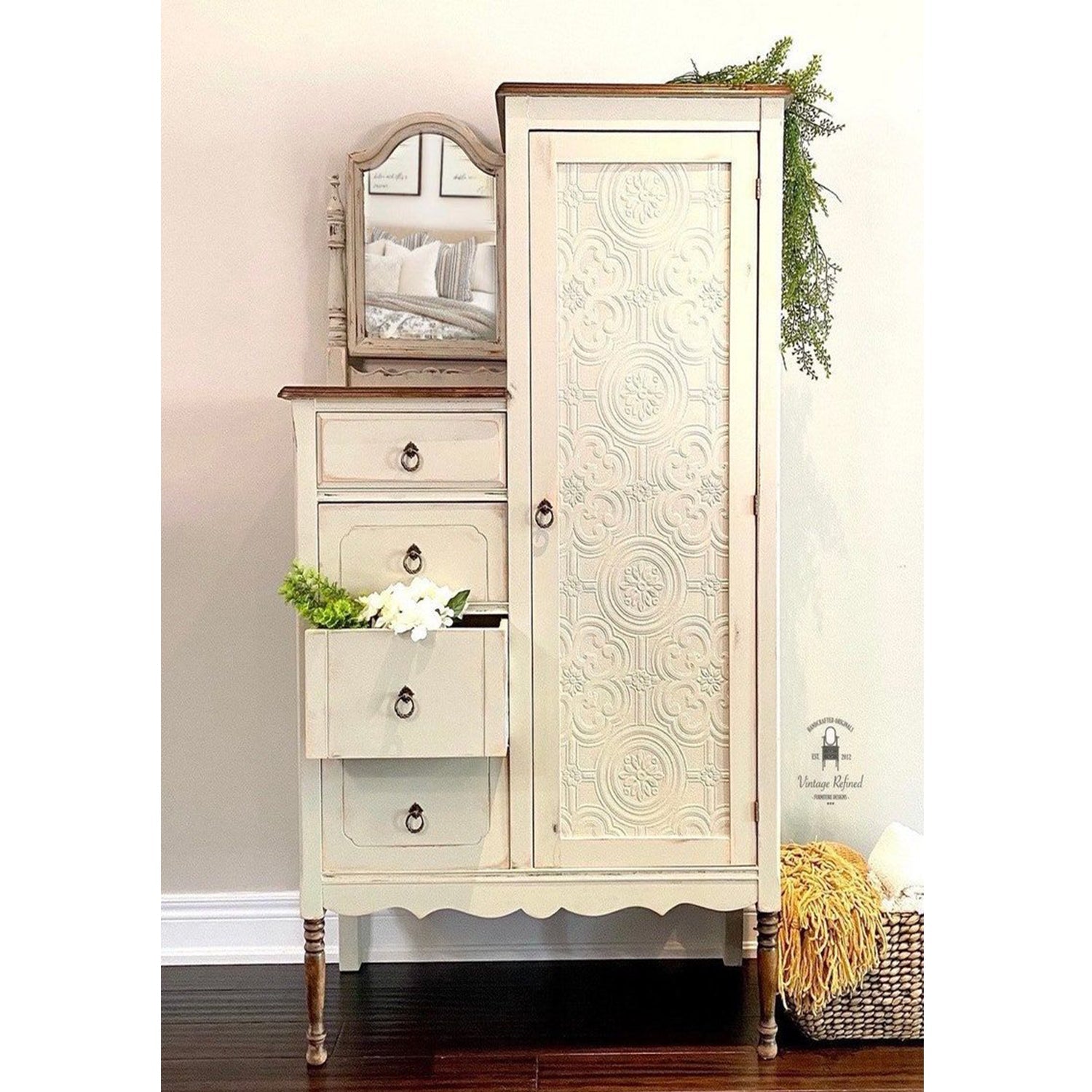 SUZI Solid Mango Wood Hand Carved Antique Armoire – handcrafted solid wood furniture