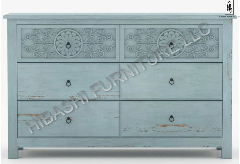 Tallaq Hand Carved Solid Mango Wood Dresser – handcrafted solid wood furniture