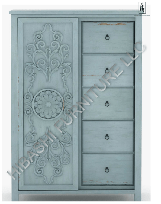 Tallaq Hand Carved Solid Mango Wood Tall Dresser – handcrafted solid wood furniture