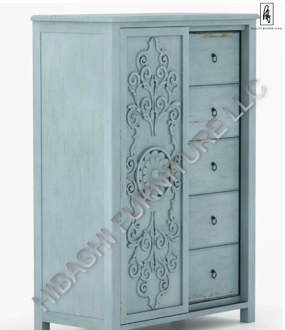 Tallaq Hand Carved Solid Mango Wood Tall Dresser – handcrafted solid wood furniture