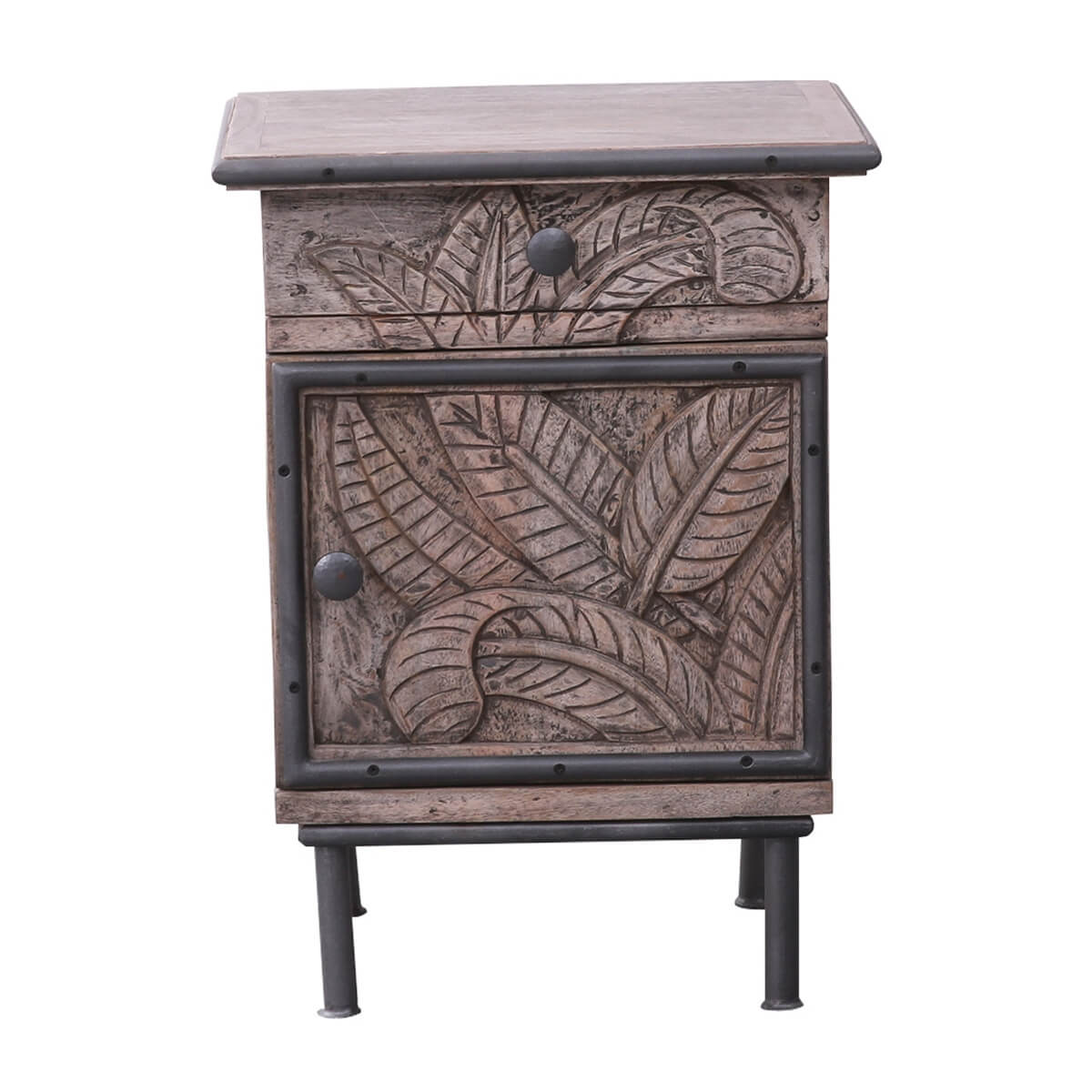 Tarquin Hand - Carved Solid Mango Wood Nightstand – handcrafted solid wood furniture