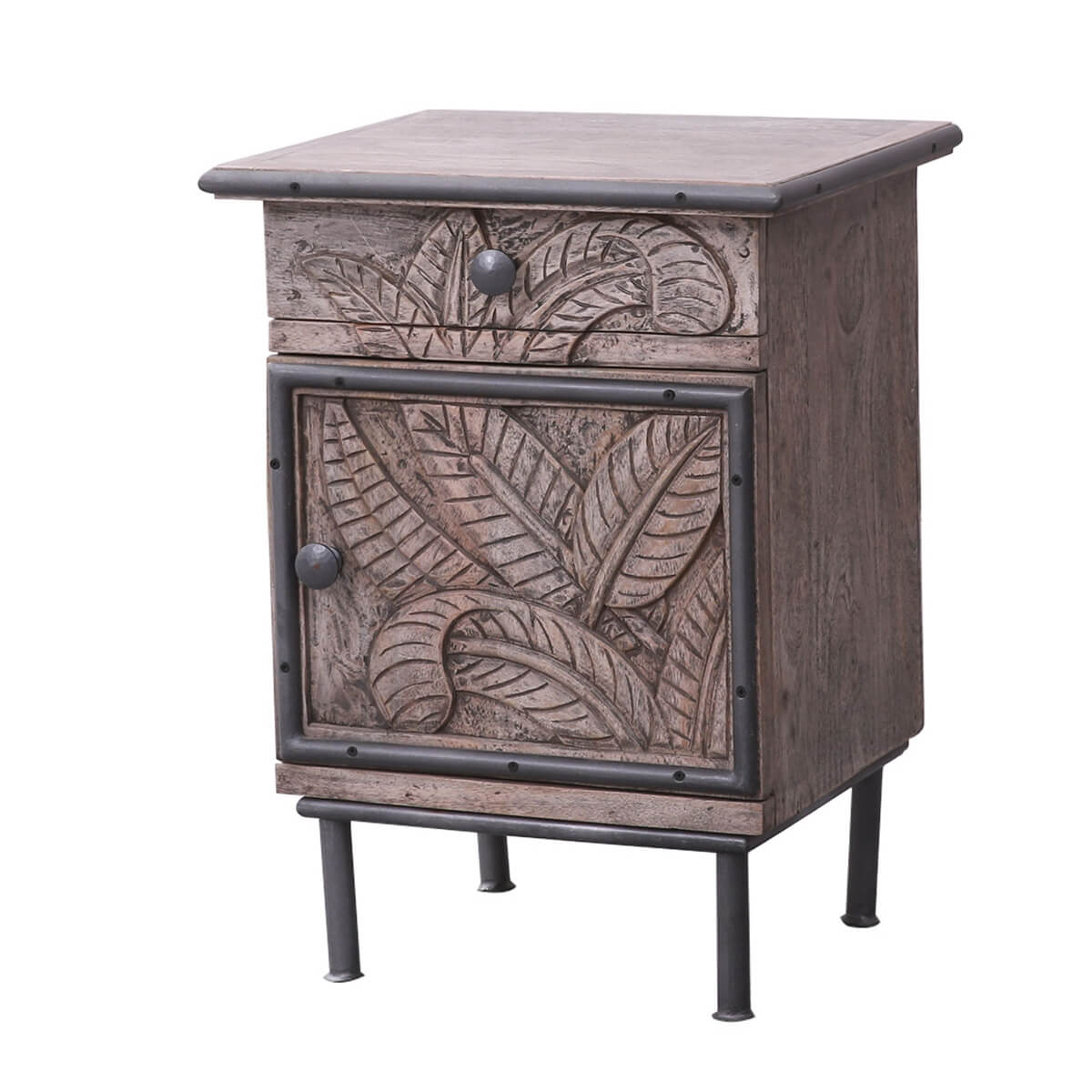 Tarquin Hand - Carved Solid Mango Wood Nightstand – handcrafted solid wood furniture