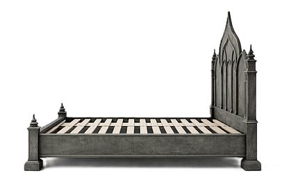 Vaulted Crown Gothic Hand - Carved Solid Wood Platform Bed / Bedroom Collection – handcrafted solid wood furniture