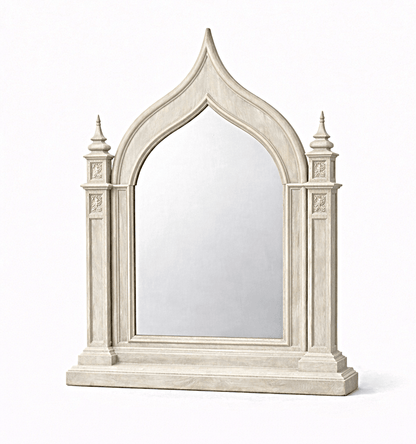 Vaulted Crown Gothic Hand - Carved Solid Wood Platform Bed / Bedroom Collection – handcrafted solid wood furniture