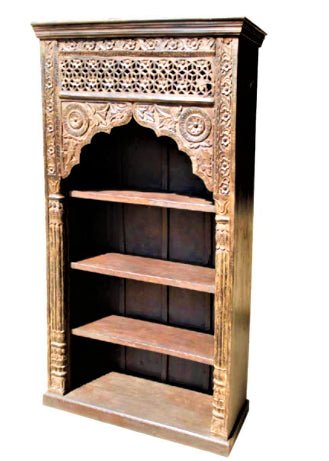 VENOVA Vintage Rustic Solid Mango Wood Hand Carved Bookshelf – handcrafted solid wood furniture