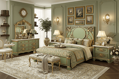 Verdant Élysée™ Hand - Carved Solid Wood Luxury Platform Bed & Bedroom Collection – handcrafted solid wood furniture