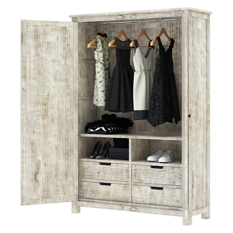 Vintage Carved Wooden Wardrobe/Cabinet/Armoire – handcrafted solid wood furniture