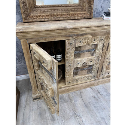 VINTE Solid Mango Wood Hand Carved Cabinet – handcrafted solid wood furniture