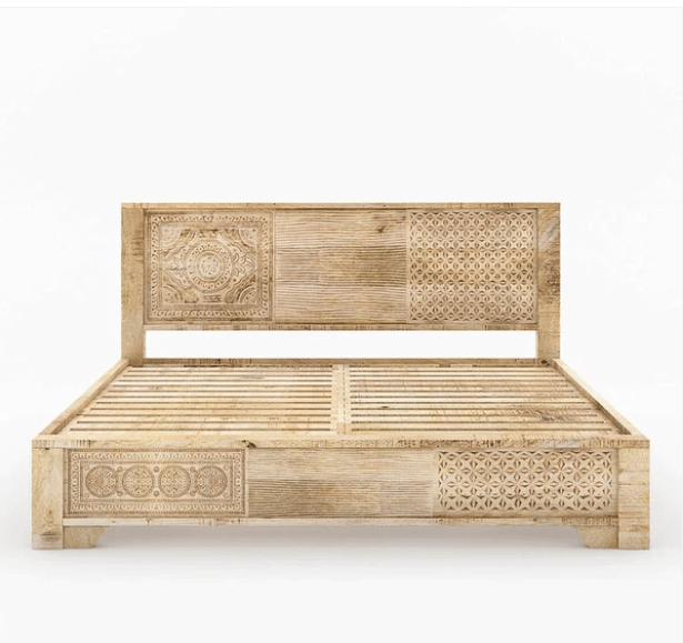 Vivid Sahara Contemporary Mango Wood Bed by Hibashi Furniture – handcrafted solid wood furniture made in India