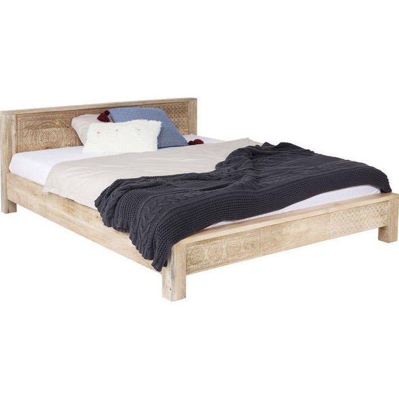 Vivid Sahara Contemporary Mango Wood Bed – handcrafted solid wood furniture