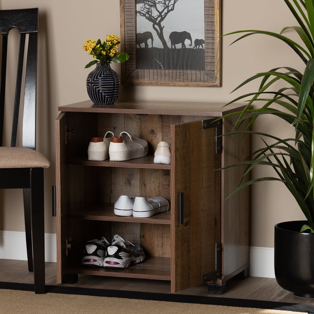 Wayne Solid mango wooden 2 - Door Shoe Cabinet – handcrafted solid wood furniture