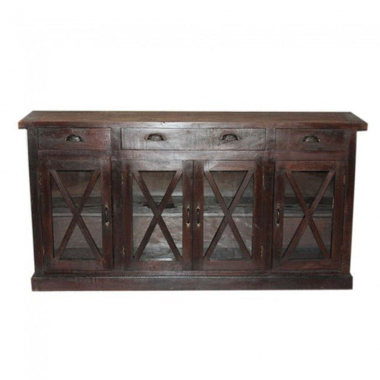 X DESIGN GLASS DOOR SIDEBOARD - Chocolate - 180 - 40 - 90 – handcrafted solid wood furniture