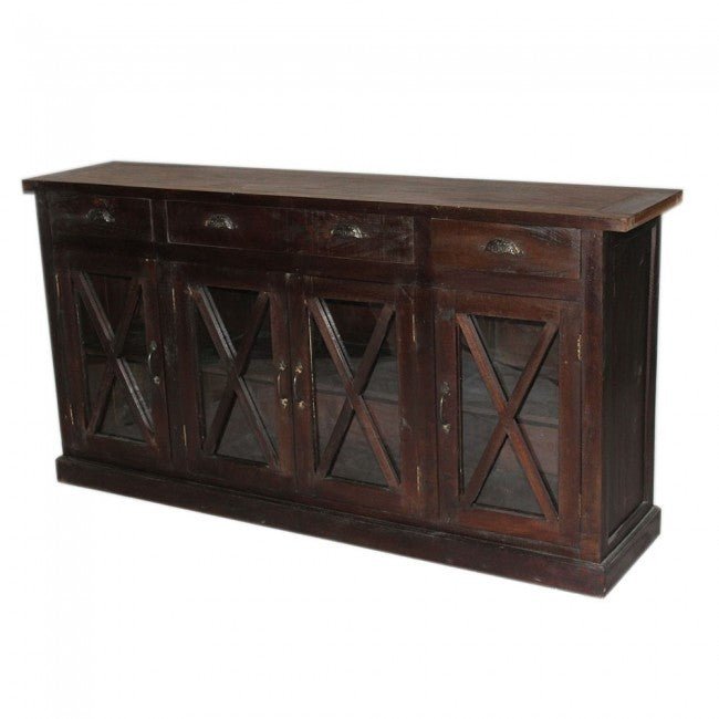 X Design Glass Door Wood Storage Sideboards & Cabinets – handcrafted solid wood furniture