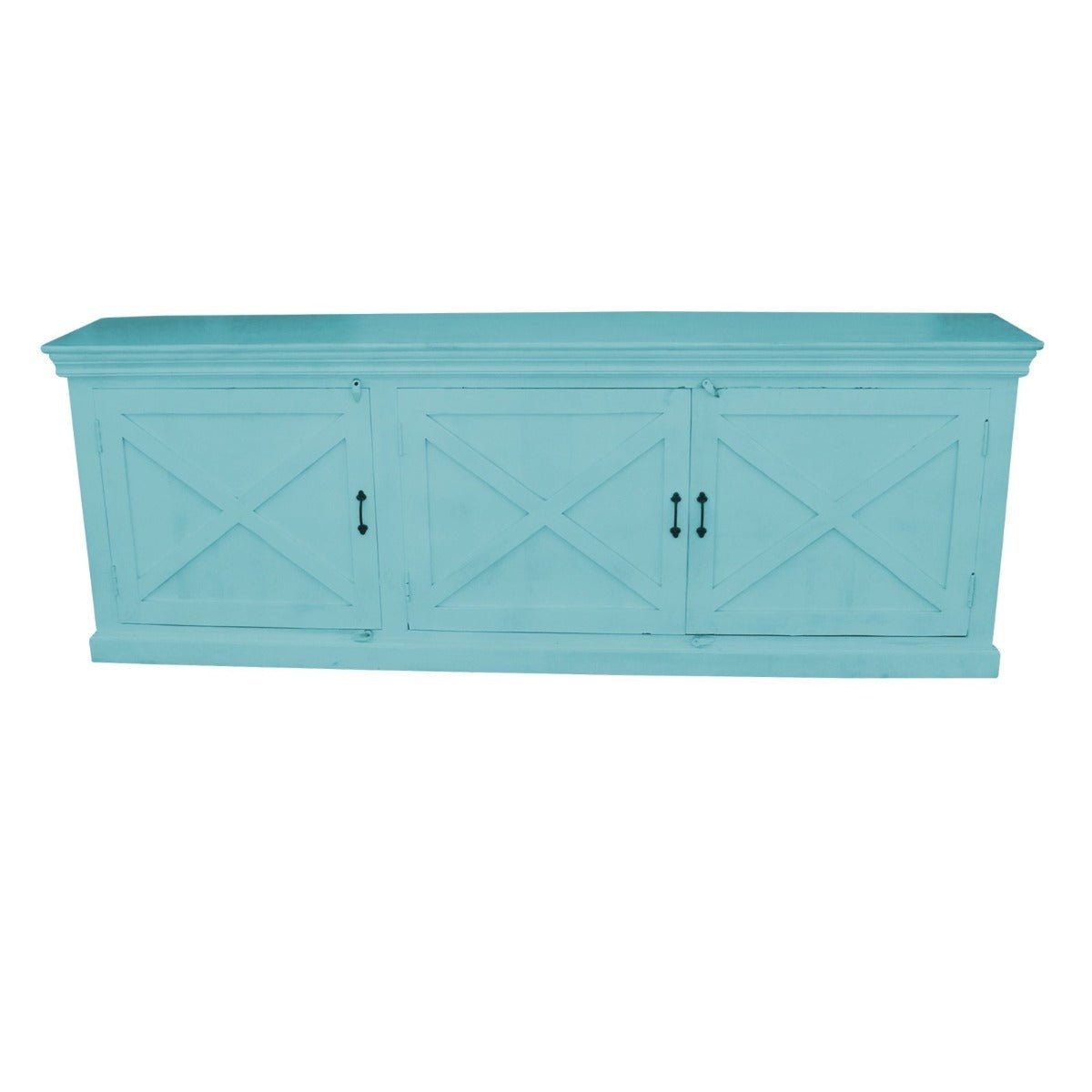X DESIGN SOLID 3 WOODEN DOOR SIDEBOARD - Turquoise - 200 - 40 - 90 – handcrafted solid wood furniture