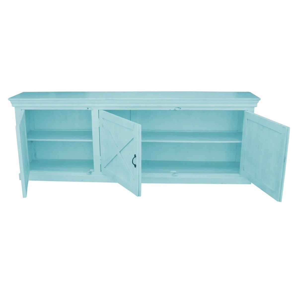 X DESIGN SOLID 3 WOODEN DOOR SIDEBOARD - Turquoise - 200 - 40 - 90 – handcrafted solid wood furniture
