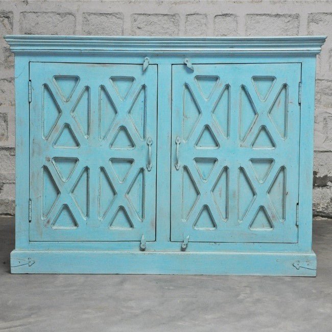 X DESIGN SOLID WOOD DOOR SIDEBOARD - Turquoise - 110 - 40 - 90 – handcrafted solid wood furniture