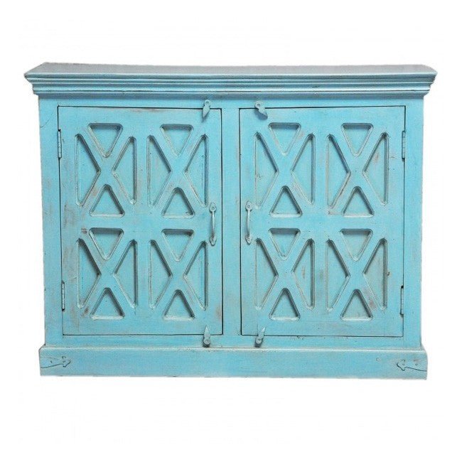 X DESIGN SOLID WOOD DOOR SIDEBOARD - Turquoise - 110 - 40 - 90 – handcrafted solid wood furniture
