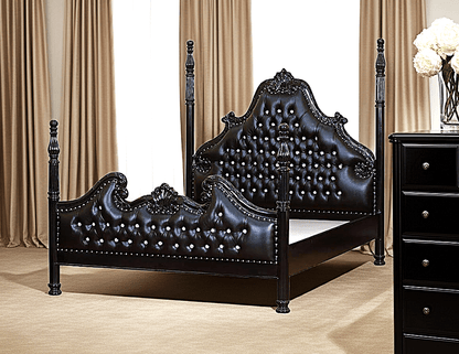 Zaraa Hand Carved Solid Wooden Tufted Bed – handcrafted solid wood furniture