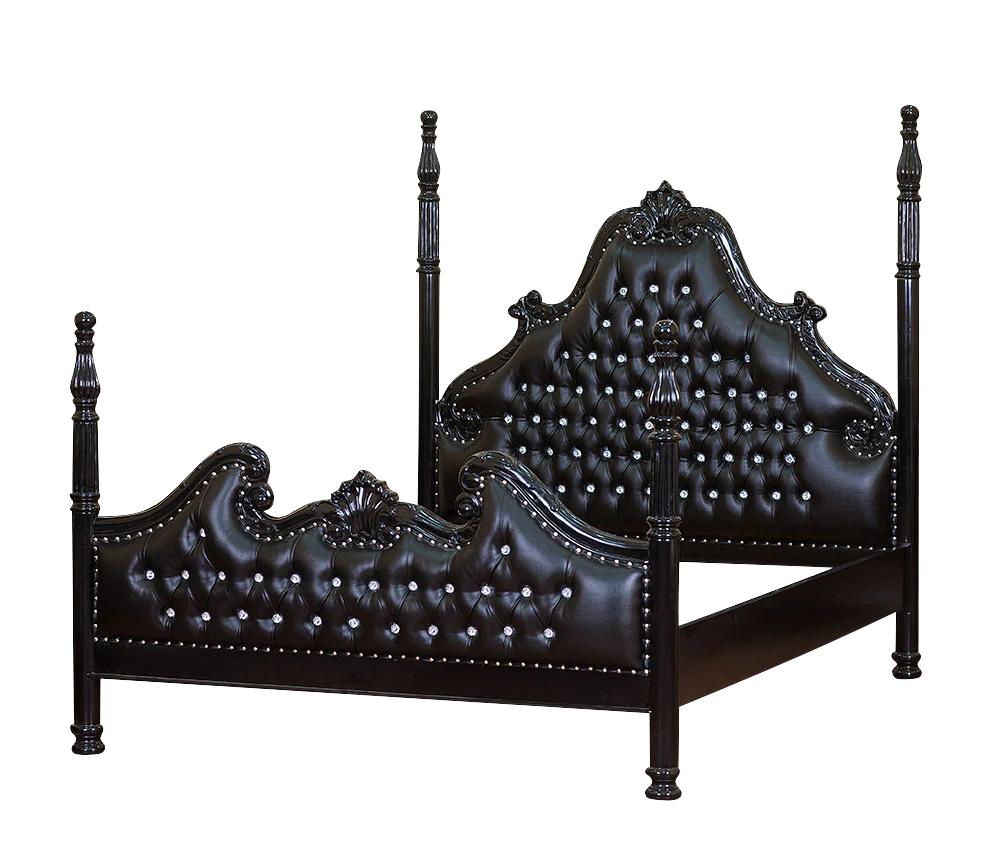 Zaraa Hand Carved Solid Wooden Tufted Bed – handcrafted solid wood furniture